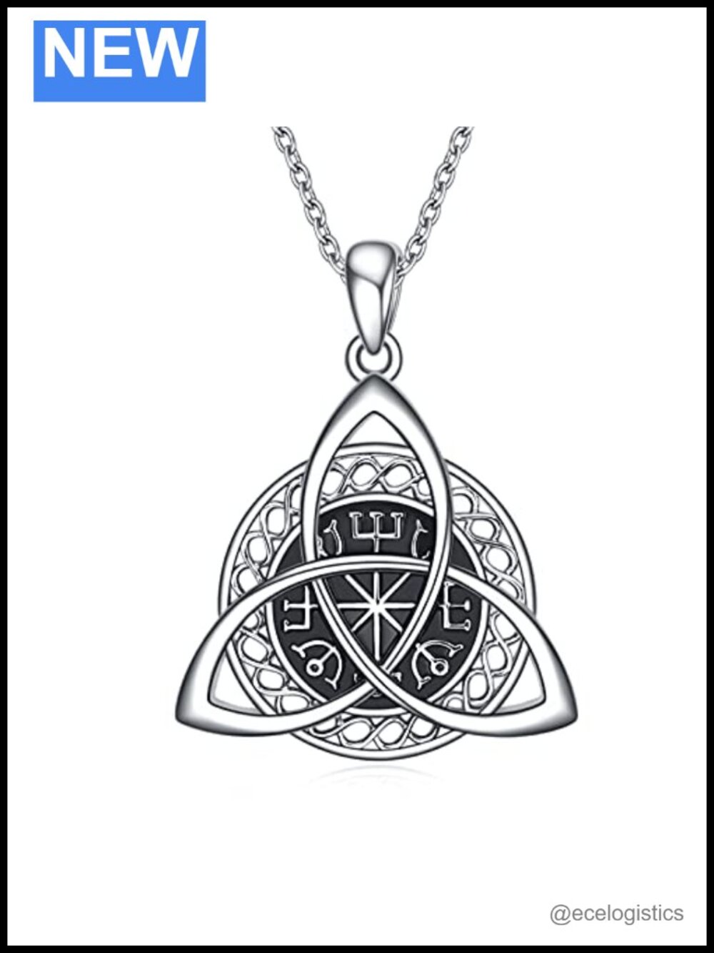 925 Sterling Silver Celtic Knot Viking Pendant Necklace Polished Amulet